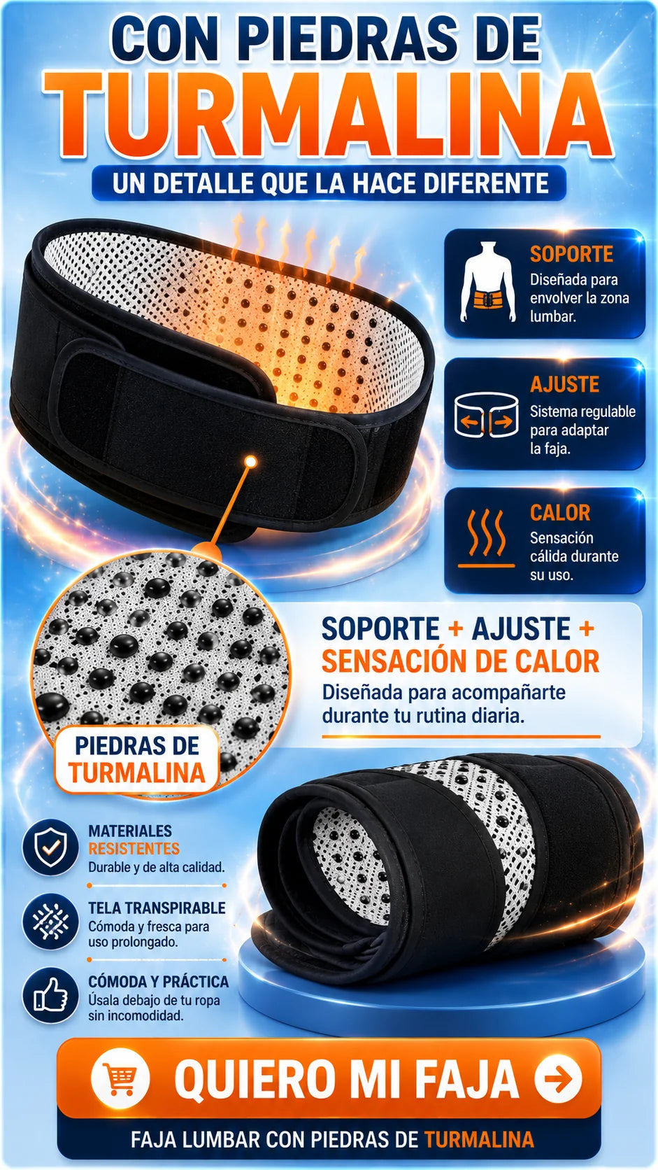 FAJA LUMBAR + TURMALINA | Olvídate del dolor lumbar y de la ciática