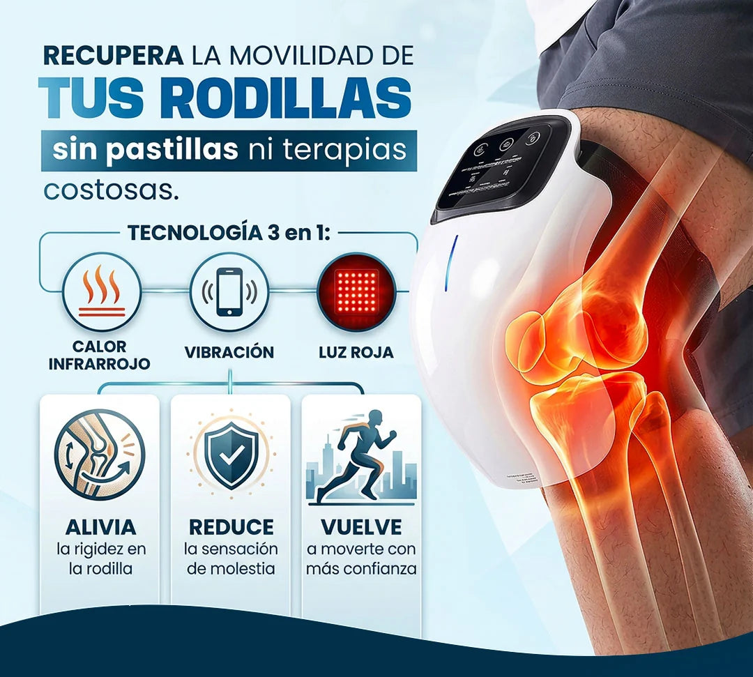 Masajeador de Rodilla Pro+ con calor, luz roja y terapia de vibración