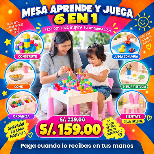 Una sola mesa para JUGAR, CREAR, ESTUDIAR, COMER y GUARDAR